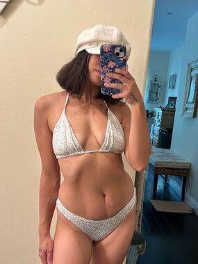 Vintage Y2K Syrup White Sequin Bikini Set